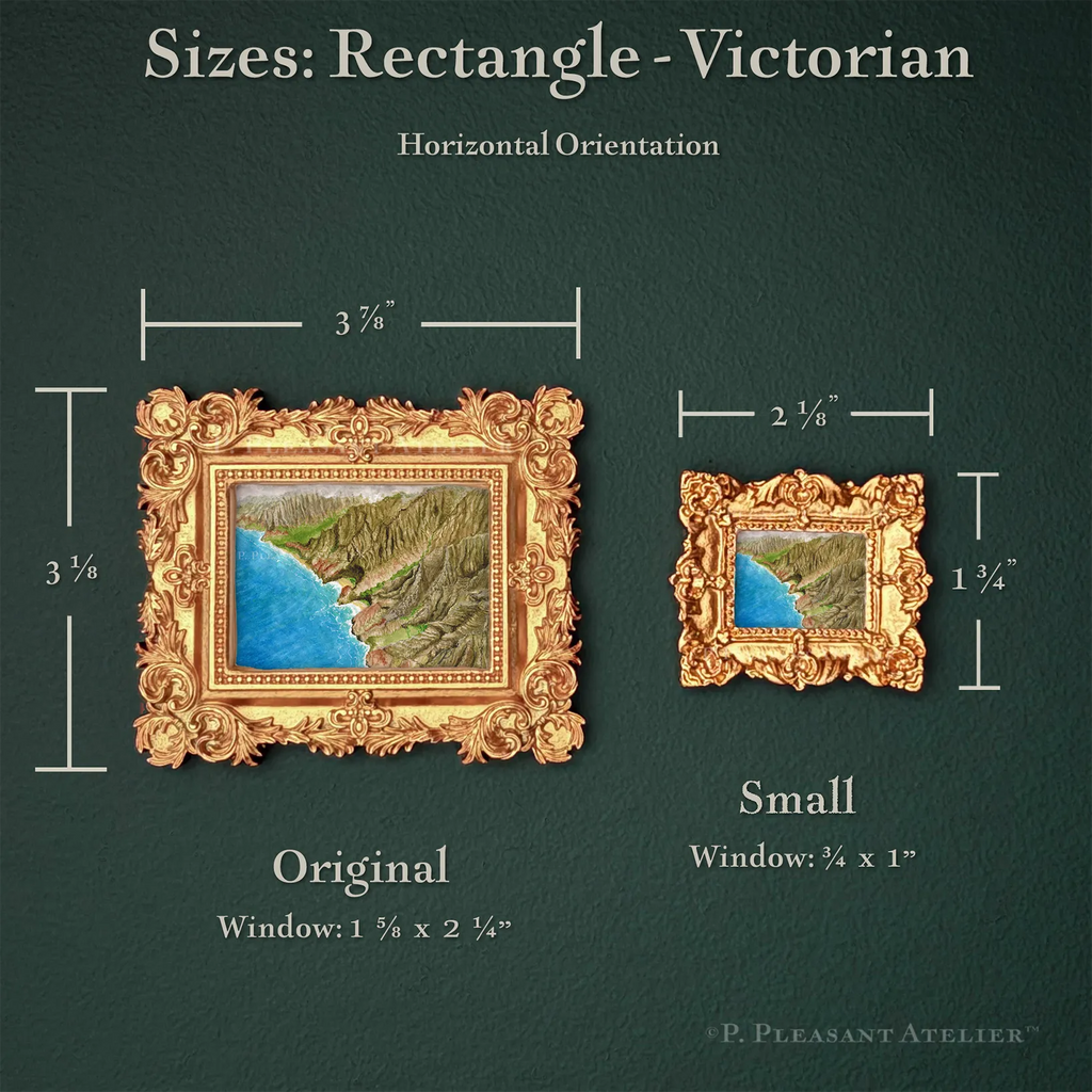 Nā Pali Coast, Kaua'i, Framed Masterpiece by P. Pleasant Atelier, small rectangle Victorian frame in antique gold