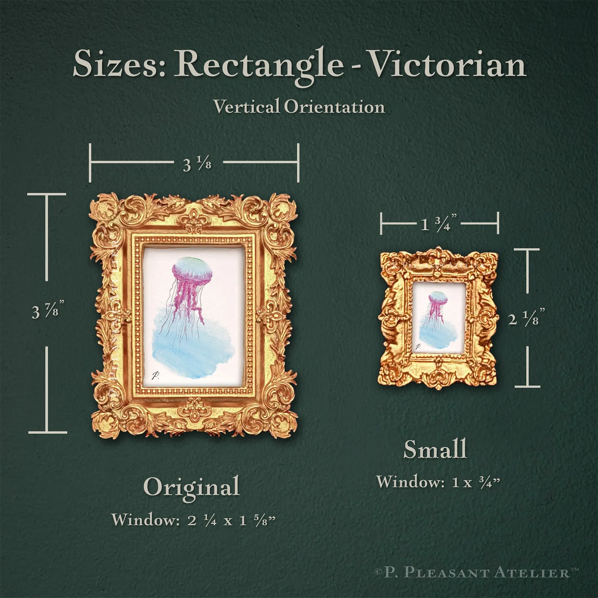 Jellyfish, Framed Masterpiece by P. Pleasant Atelier, with Art and Fairy magic in an antique gold frame