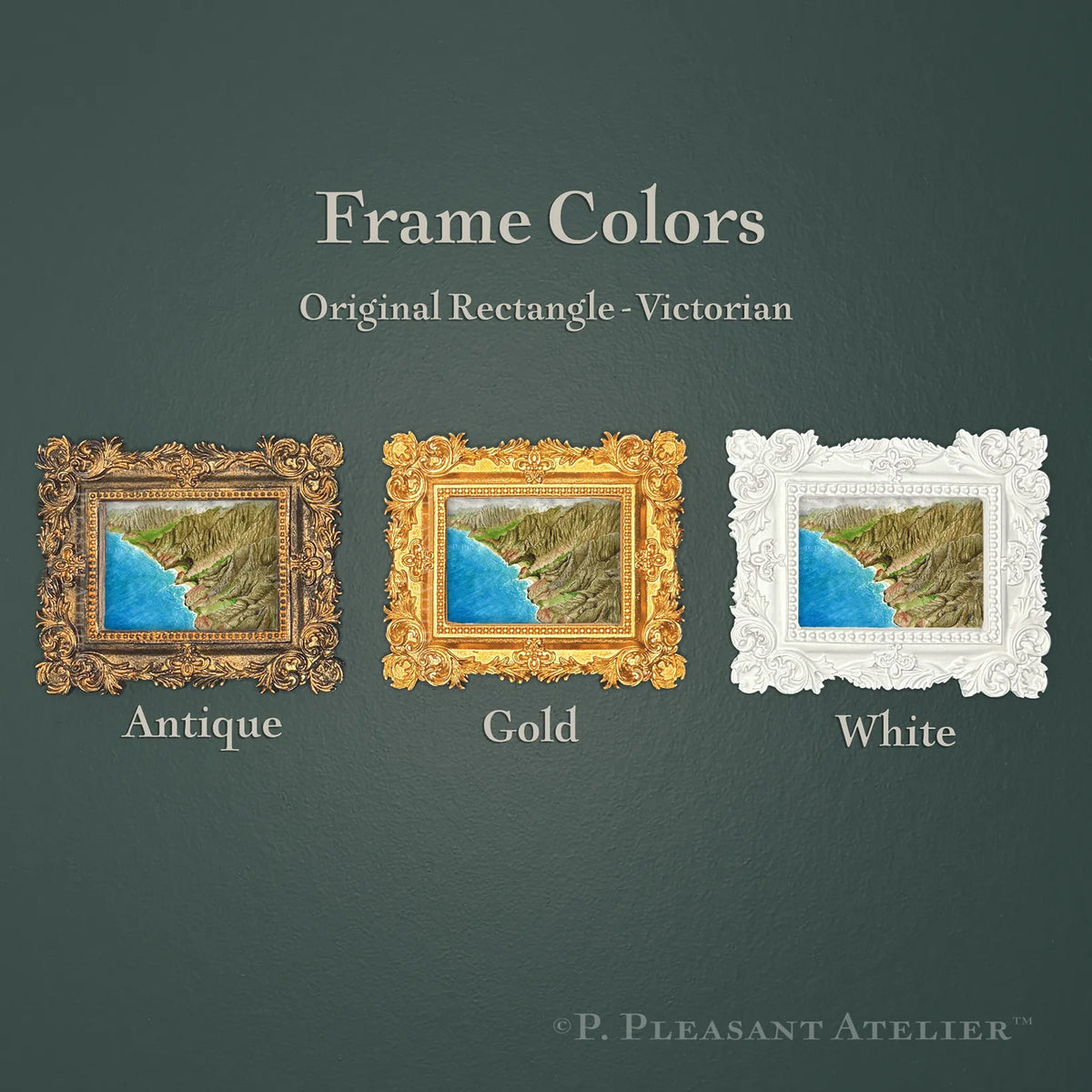 Nā Pali Coast, Kaua'i, Framed Masterpiece by P. Pleasant Atelier, Art fairy Magic in a gold rectangle frame