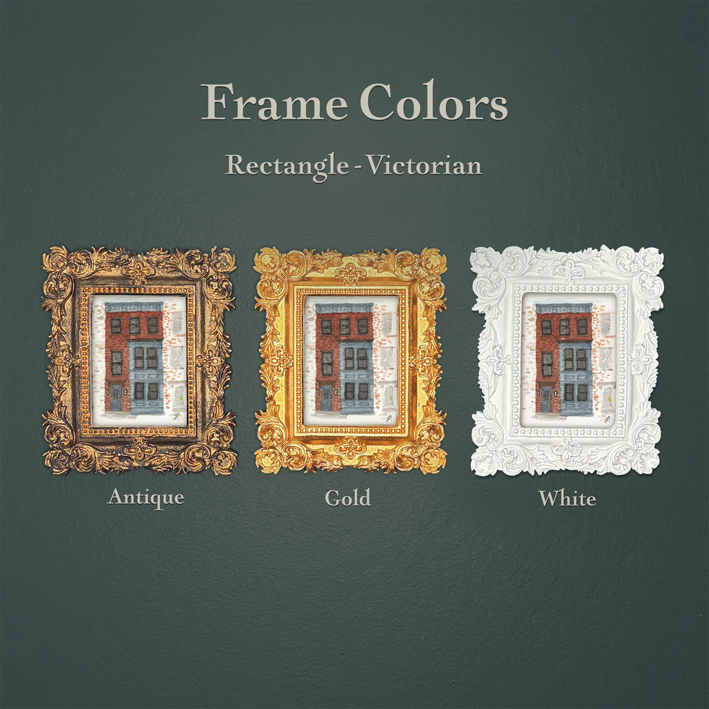 10th Avenue Brownstone South Slope Framed Masterpiece by P. Pleasant Atelier with Antique gold Art Fairy Magic