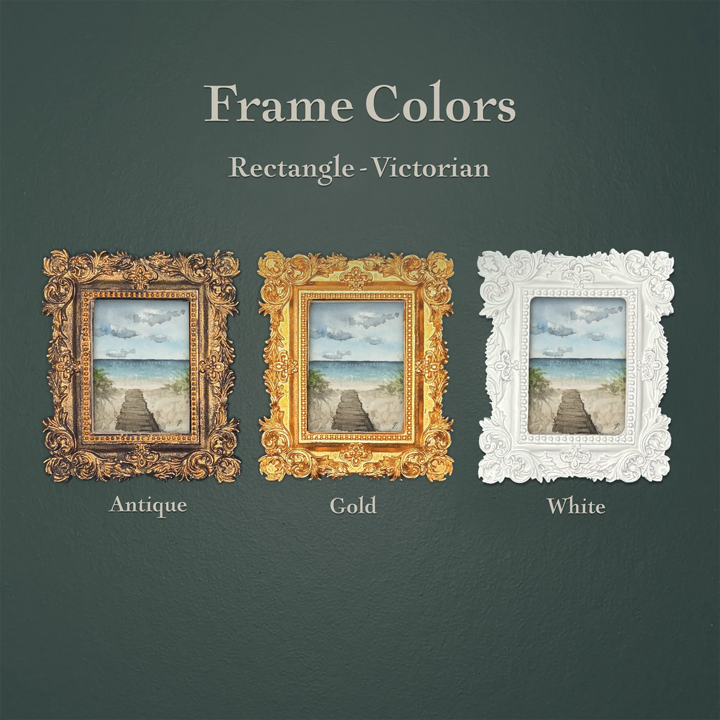 Art and Magic themed fairy frame colors, antique gold and white, with ornate rectangular picture frames