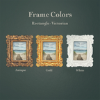 Art and Magic themed fairy frame colors, antique gold and white, with ornate rectangular picture frames