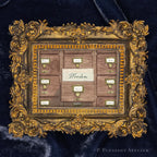 Card Catalogue Windom framed wall art by P. Pleasant Atelier with gold Art Fairy Magic accents