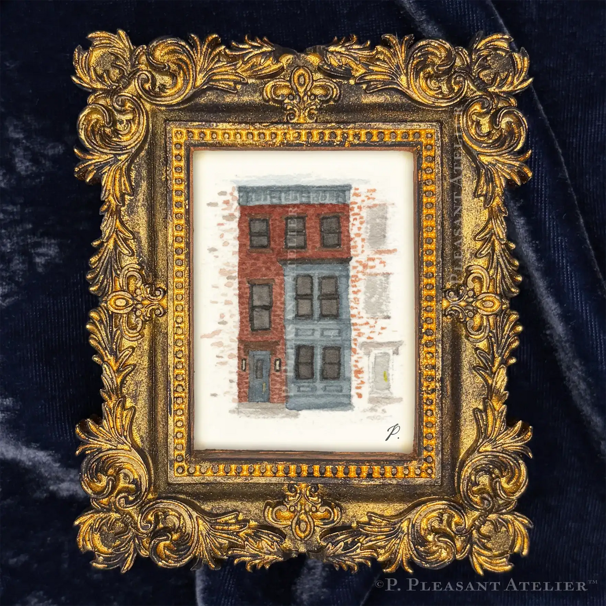 10th Avenue Brownstone South Slope framed masterpiece by P. Pleasant Atelier with Art and Fairy Magic