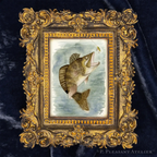Walleye, Framed Masterpiece by P. Pleasant Atelier, Art Fairy Magic in an antique gold and white rectangle frame