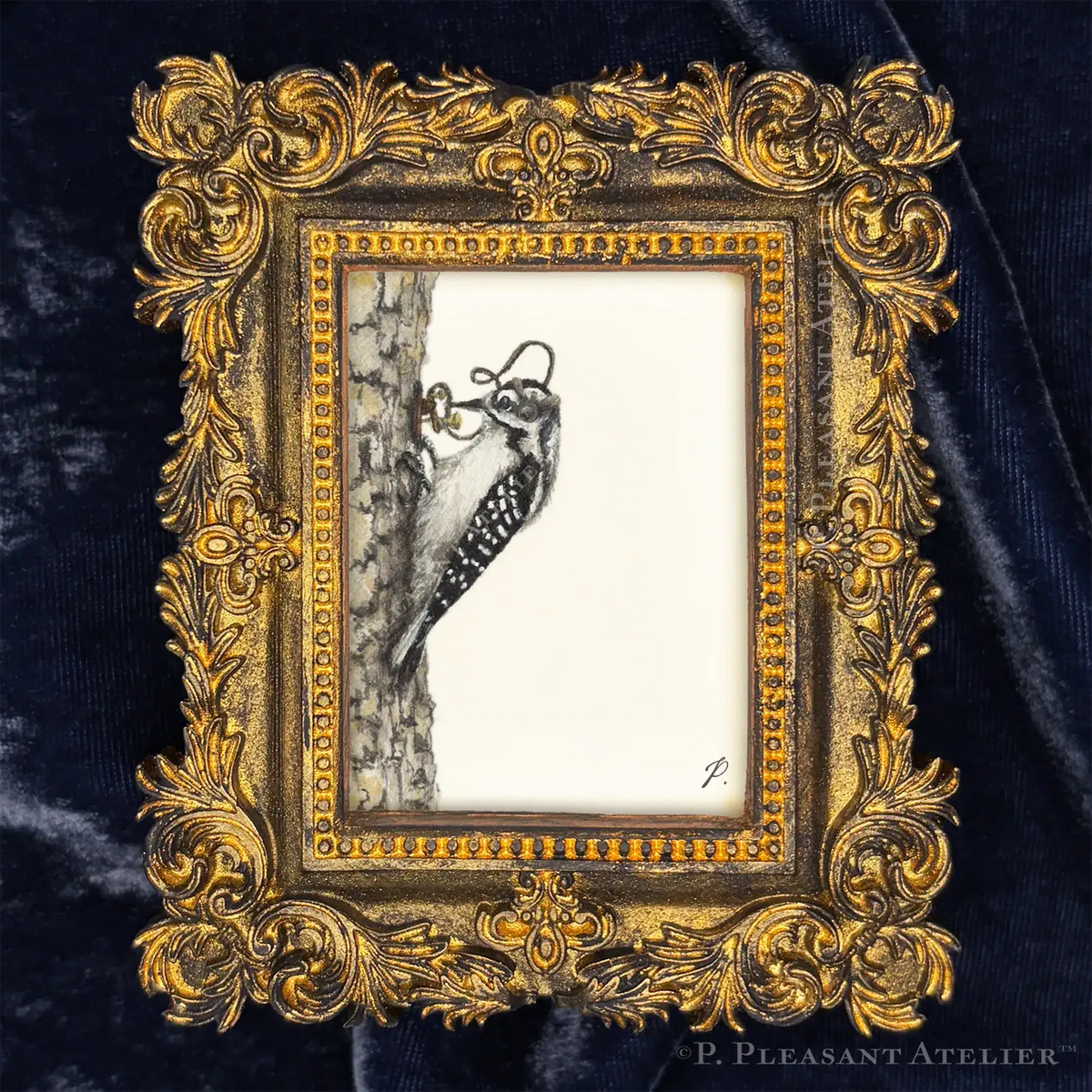 Rosie, the OG Telegrapher framed masterpiece by P. Pleasant Atelier, Art Fairy Magic in antique gold frame