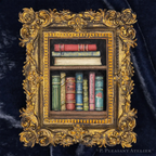 Callow, Callay Bookshelf by P. Pleasant Atelier with Art Fairy Magic framed Victorian rectangle