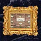 Card Catalogue Windom framed wall art by P. Pleasant Atelier in gold with Fairy Magic Art details