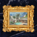 Hotel Courtyard Oaxaca by P. Pleasant Atelier framed wall art print with Art Fairy Magic in antique gold