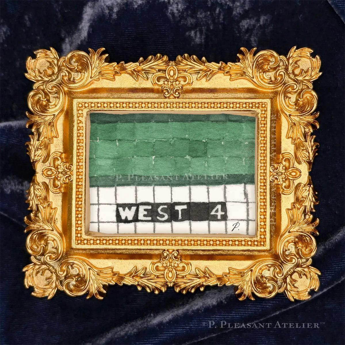 West 4 Greenwich Village Framed Masterpiece by P. Pleasant Atelier, gold framed Art with Fairy Magic mosaic