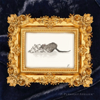 Rat Greenwich Village Framed Masterpiece by P. Pleasant Atelier, gold rectangle Victorian frame with Art Fairy Magic