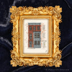 10th Avenue Brownstone South Slope framed masterpiece by P. Pleasant Atelier with gold Art Fairy Magic