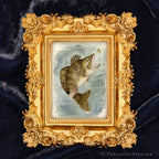 Walleye framed masterpiece by P. Pleasant Atelier with Art Fairy Magic in an antique gold Victorian rectangle frame