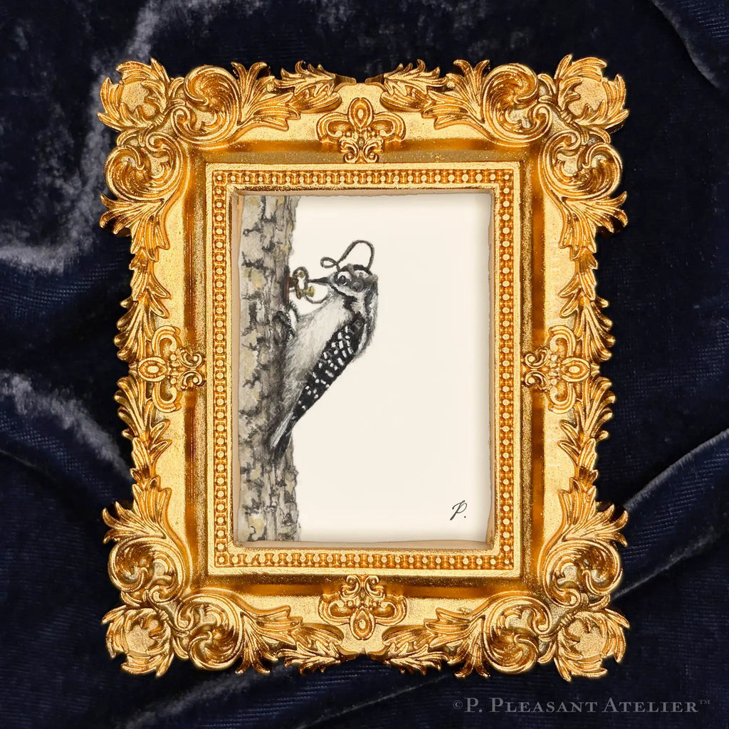 Rosie, the OG Telegrapher framed masterpiece by P. Pleasant Atelier, antique gold and white Art Fairy Magic