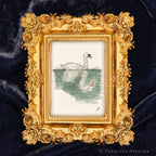 Swan Prospect Park framed wall art by P. Pleasant Atelier, gold ornate Victorian frame with Art and Magic