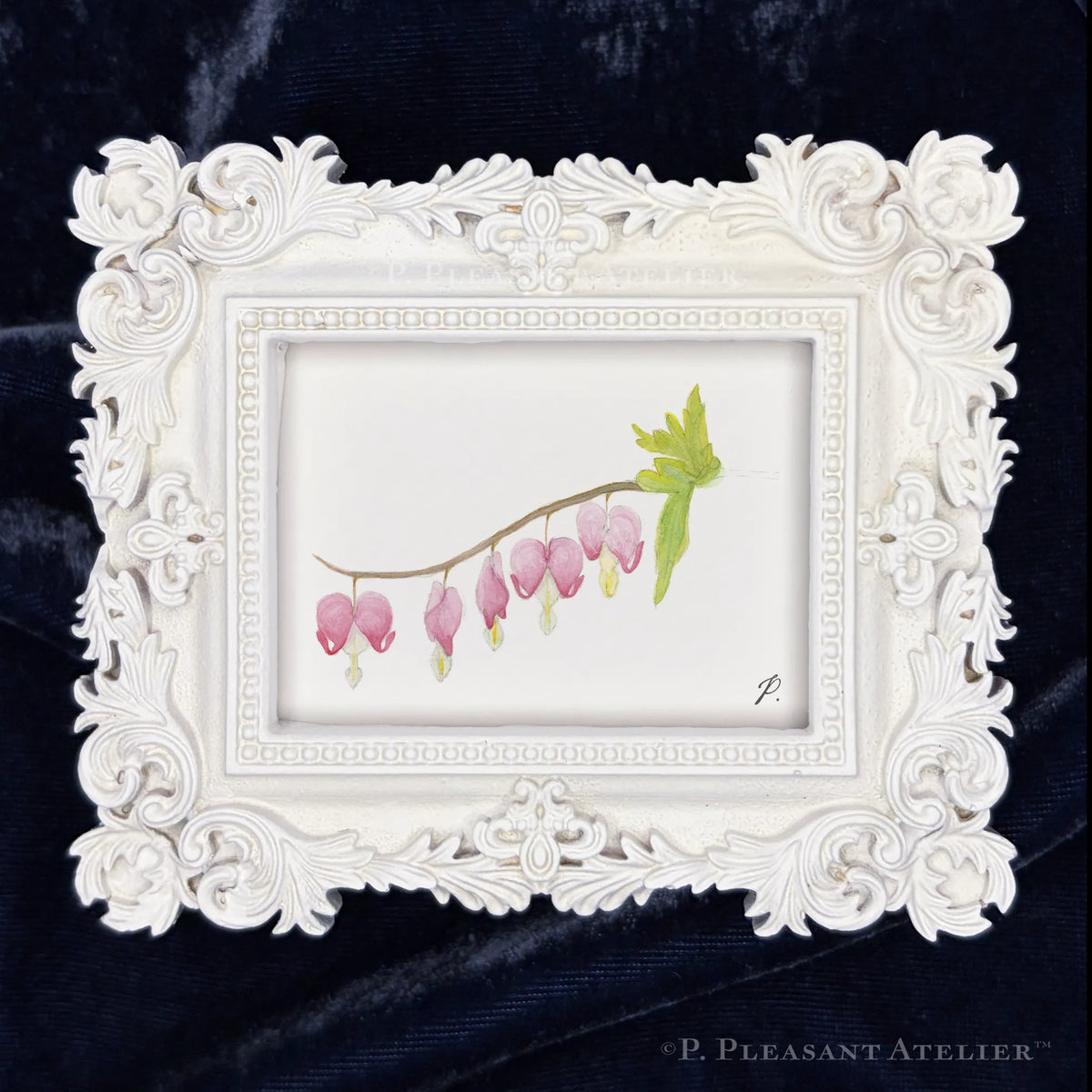 Bleeding Hearts framed Masterpiece by P. Pleasant Atelier, Fairy Art Magic in an antique gold and white Victorian frame