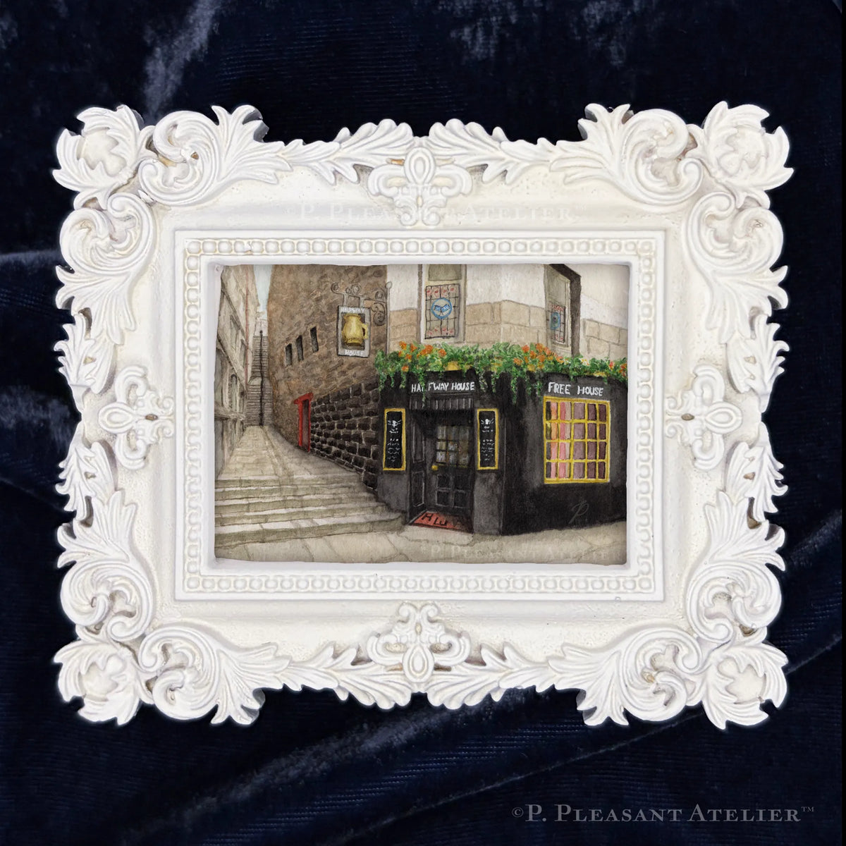 Halfway House Pub Edinburgh Framed Masterpiece by P. Pleasant Atelier, rectangle Victorian frame with Art Fairy Magic