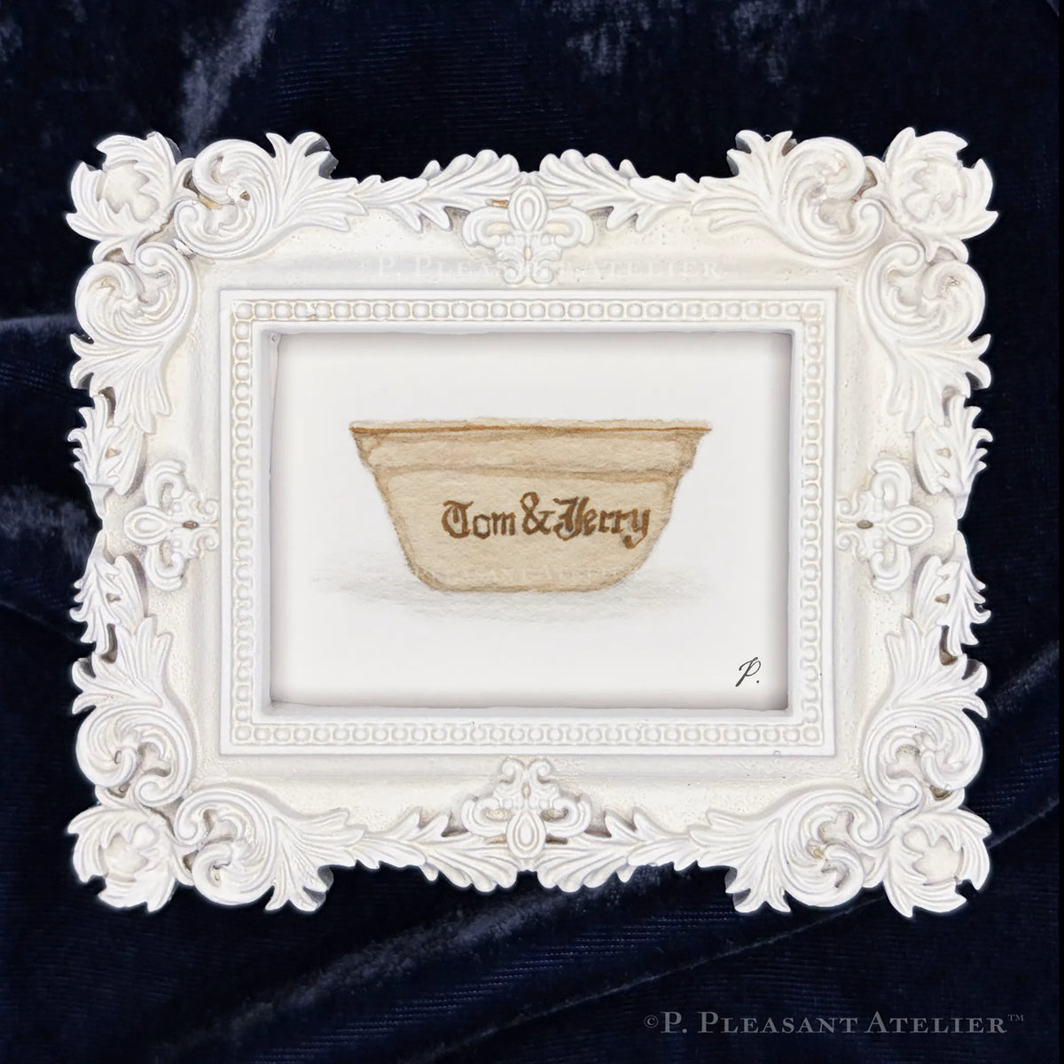 Tom and Jerry For Ruth framed masterpiece by P. Pleasant Atelier, Art fairy Magic in antique gold and white