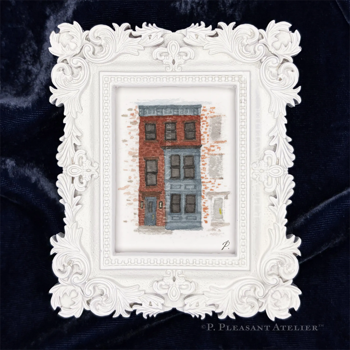 10th Avenue Brownstone South Slope framed masterpiece by P. Pleasant Atelier with Art Fairy Magic