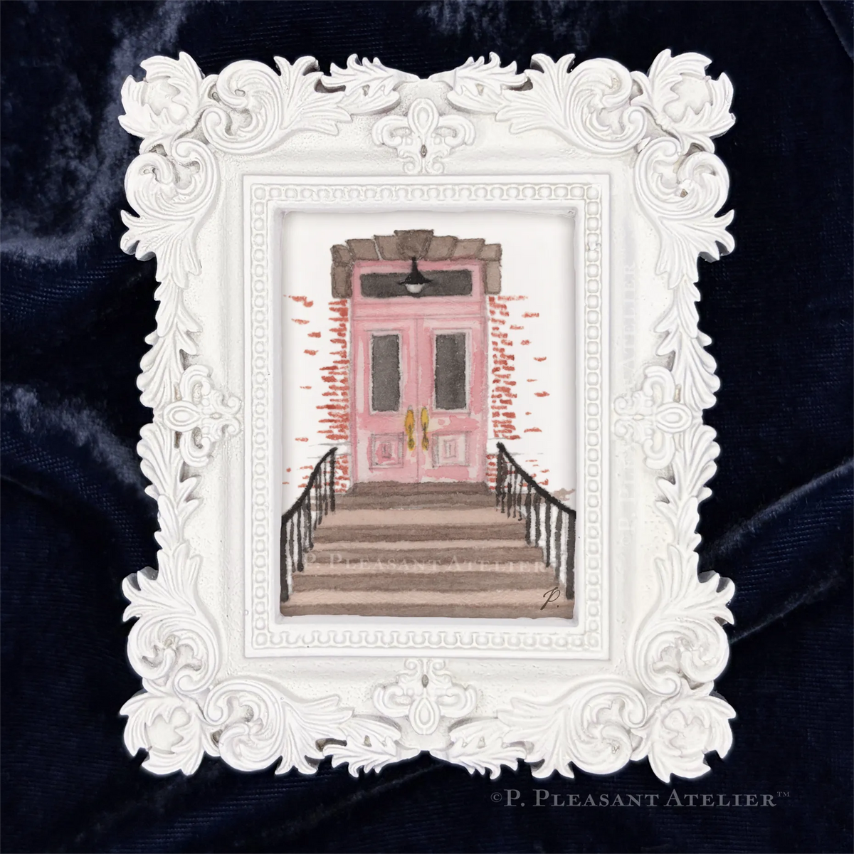 12th Avenue Brownstone South Slope framed wall art by P. Pleasant Atelier, Art Fairy Magic in antique gold