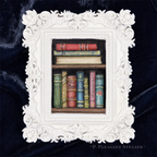 Callow, Callay Bookshelf by P. Pleasant Atelier framed Art Fairy Magic bookshelf wall art in antique gold wood frame
