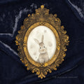 Dust Bunny framed masterpiece by P. Pleasant Atelier with gold ornate oval frame, Art Fairy Magic