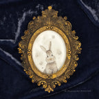 Dust Bunny framed masterpiece by P. Pleasant Atelier with gold ornate oval frame, Art Fairy Magic