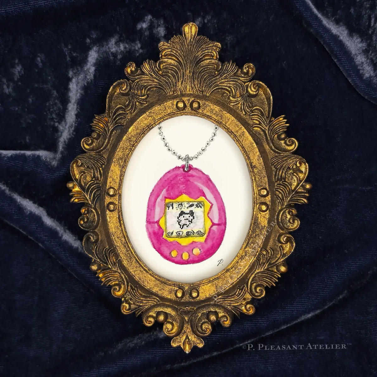 Kim 90s Icon framed masterpiece by P. Pleasant Atelier in gold with Fairy Magic Art details