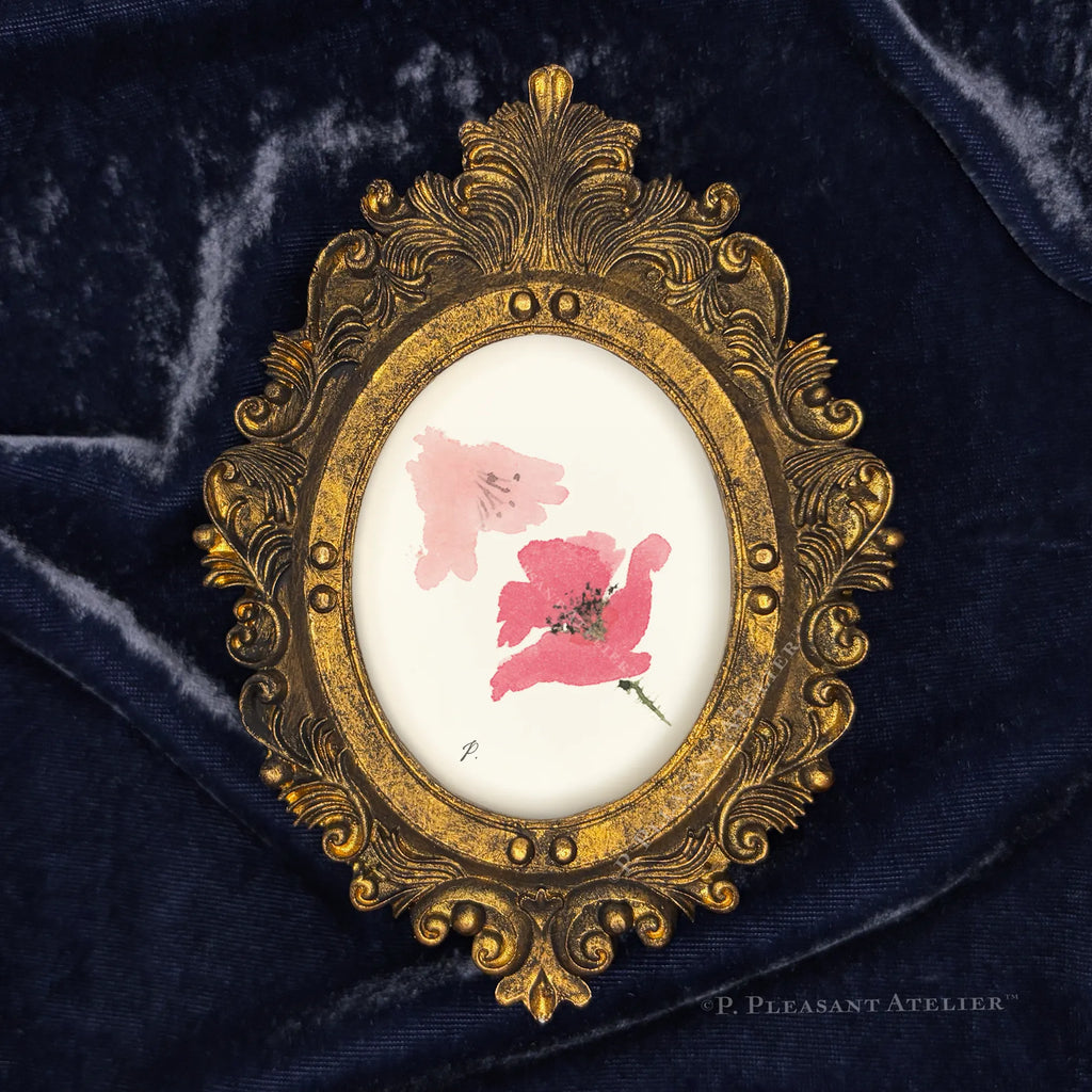 Jenny Poppy Framed Masterpiece by P. Pleasant Atelier oval portrait artwork with gold Fairy Magic art