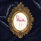 Flamingo, Framed Masterpiece by P. Pleasant Atelier, oval portrait artwork with gold frame and Fairy Magic Art