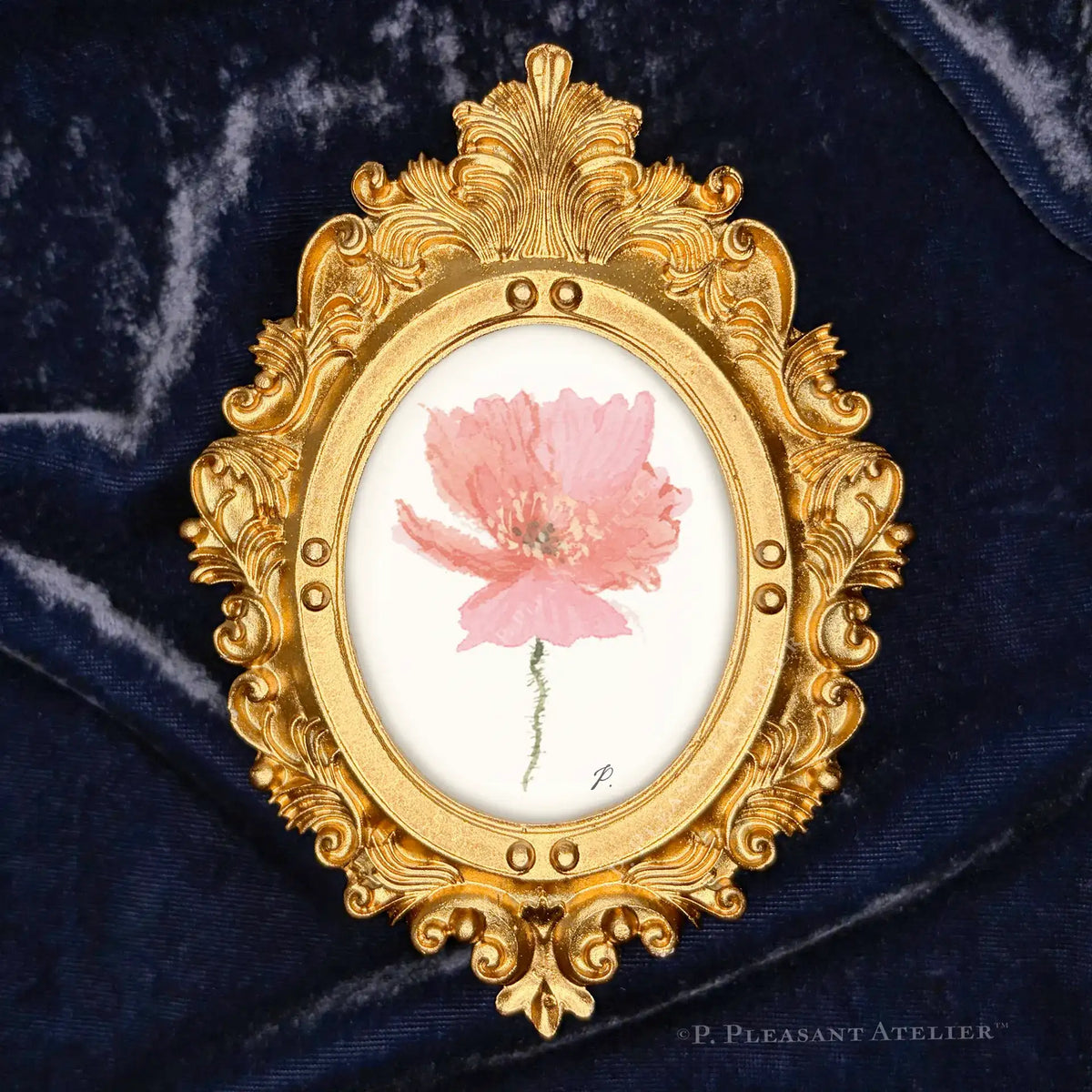 Joni Poppy Framed Masterpiece by P. Pleasant Atelier, framed oval portrait artwork with Art Fairy Magic