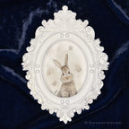 Dust Bunny framed masterpiece by P. Pleasant Atelier with Fairy Magic Art, white oval portrait frame