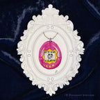 Kim 90s Icon framed masterpiece by P. Pleasant Atelier, oval portrait art with Fairy Magic charm