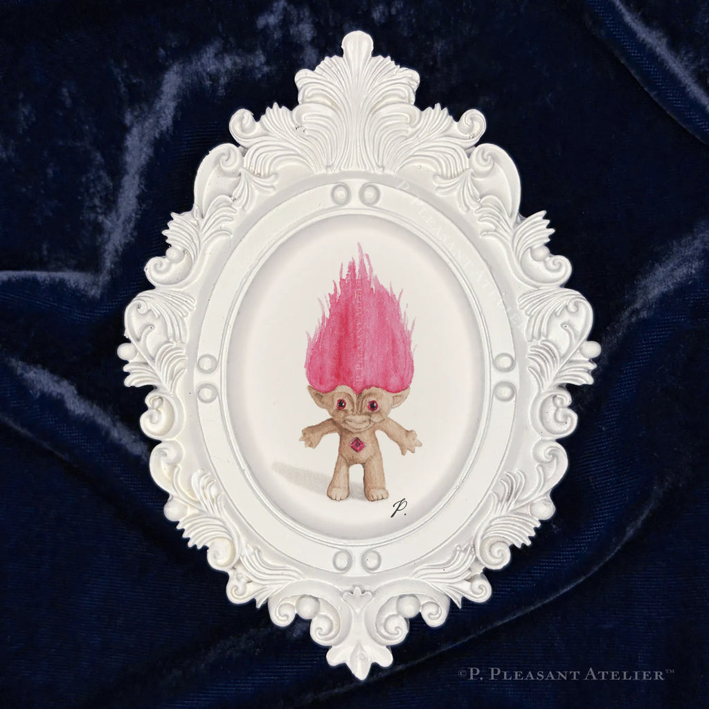 Jennifer 90s Icon framed masterpiece by P. Pleasant Atelier with Fairy Magic art in a white oval frame