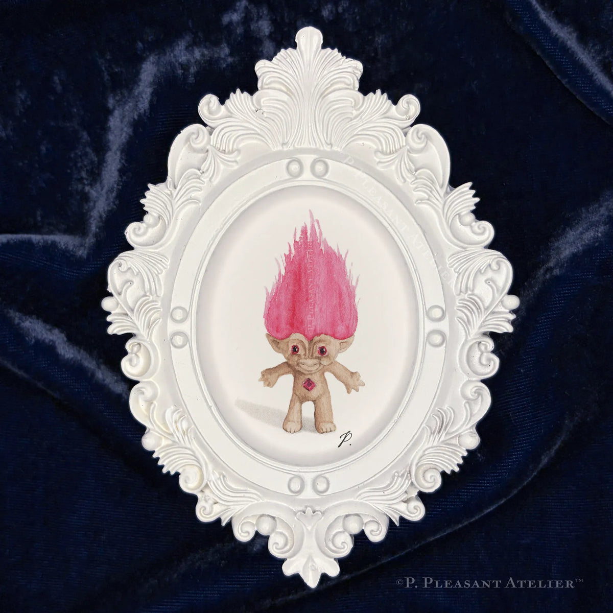 Jennifer 90s Icon framed masterpiece by P. Pleasant Atelier with Fairy Magic art in a white oval frame