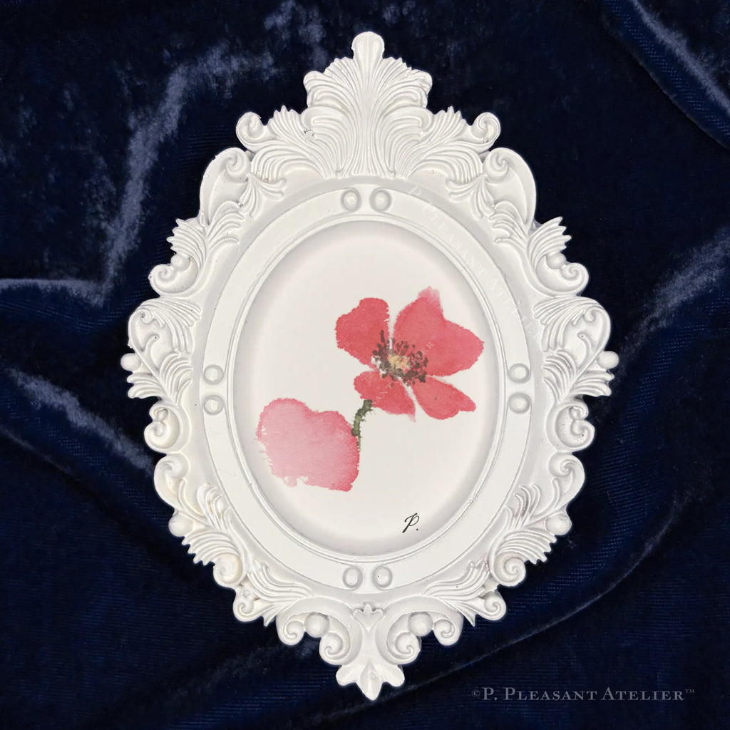 Lo Poppy Framed Masterpiece by P. Pleasant Atelier oval framed artwork with Fairy Magic Art