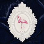Flamingo, Framed Masterpiece by P. Pleasant Atelier, white oval frame with Art Fairy Magic accents