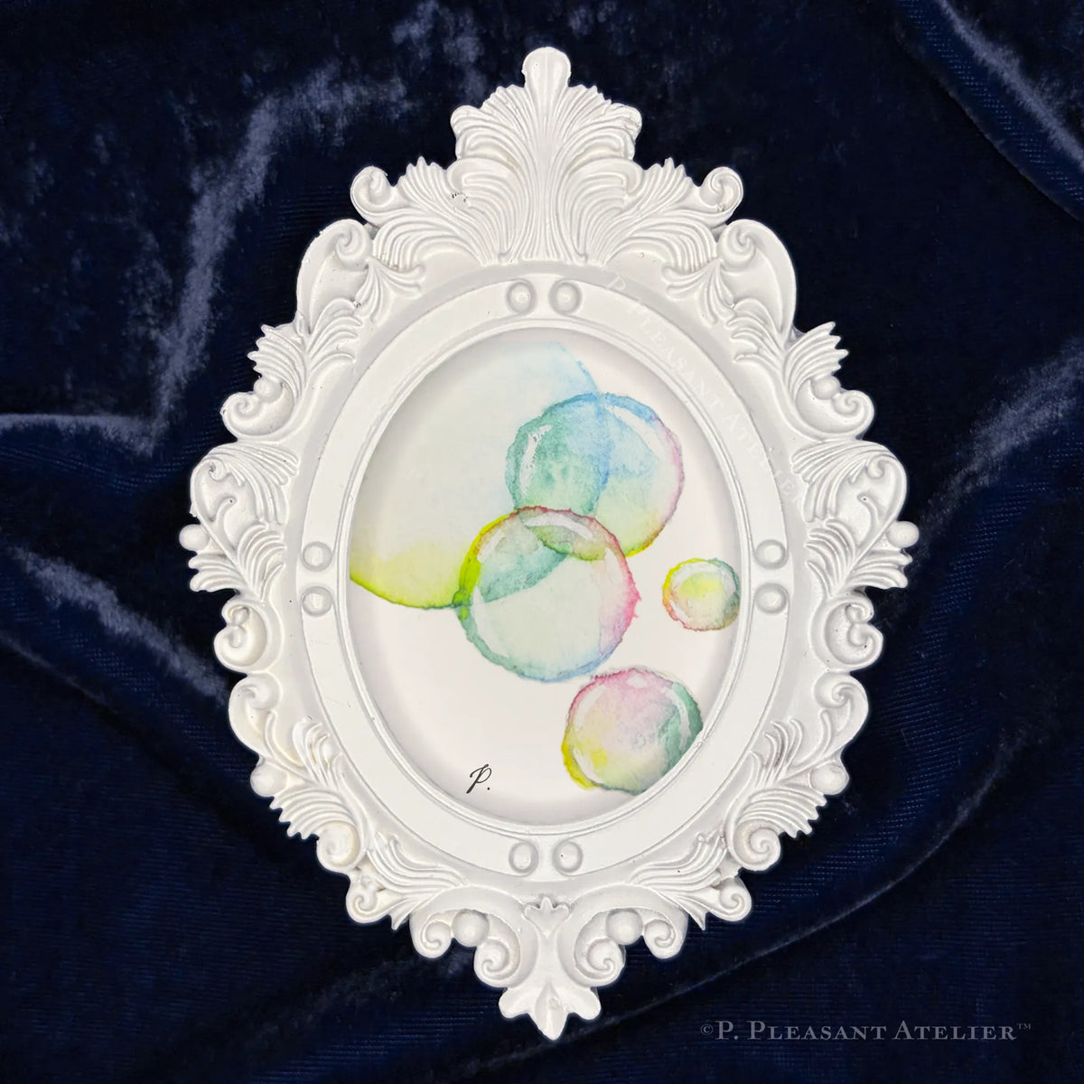 Bubbles Jane Framed Masterpiece by P. Pleasant Atelier, Art Fairy Magic oval portrait in antique gold frame