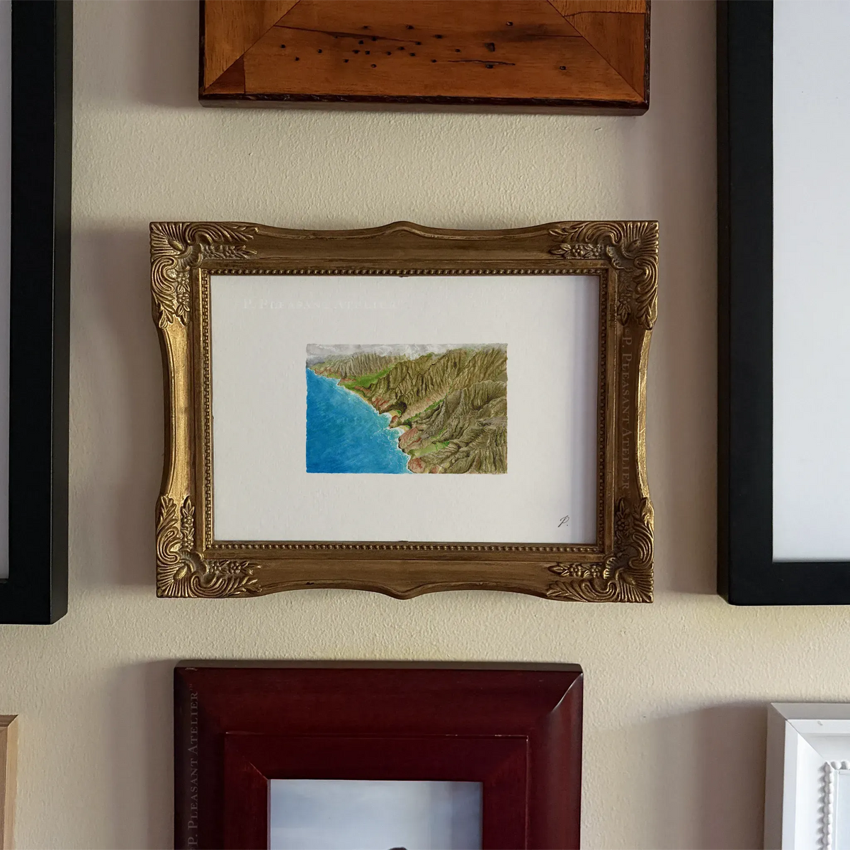 Nā Pali Coast, Kaua'i 5 x 7 inch fine art print by P. Pleasant Atelier with coastal cliffs and sea mist