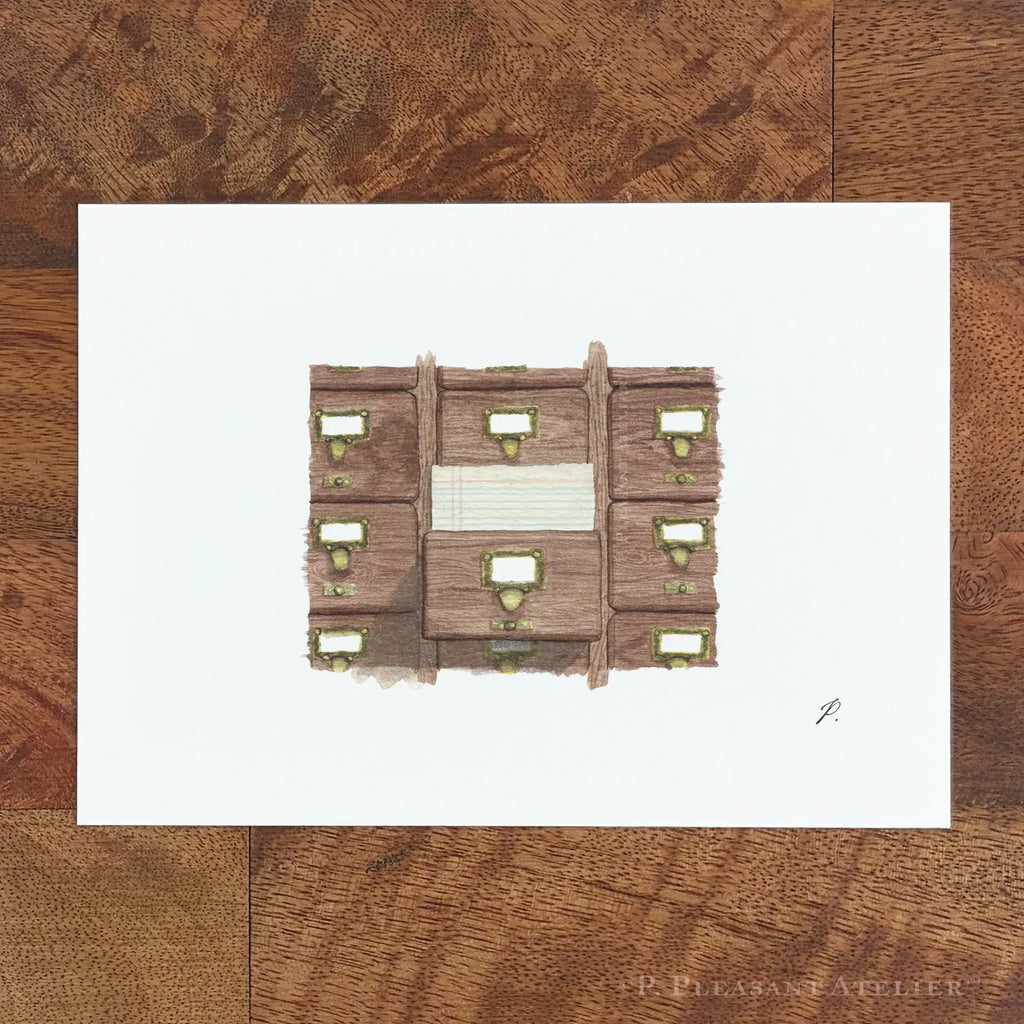 Card Catalogue 5 x 7 inch fine art print by P. Pleasant Atelier with Art Fairy Magic details