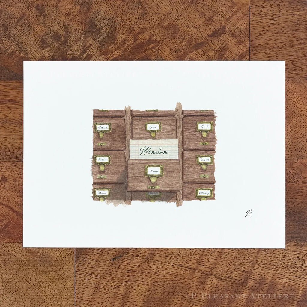 Card Catalogue Windom by P. Pleasant Atelier, 5 x 7 inch fine art print with Fairy Magic Art
