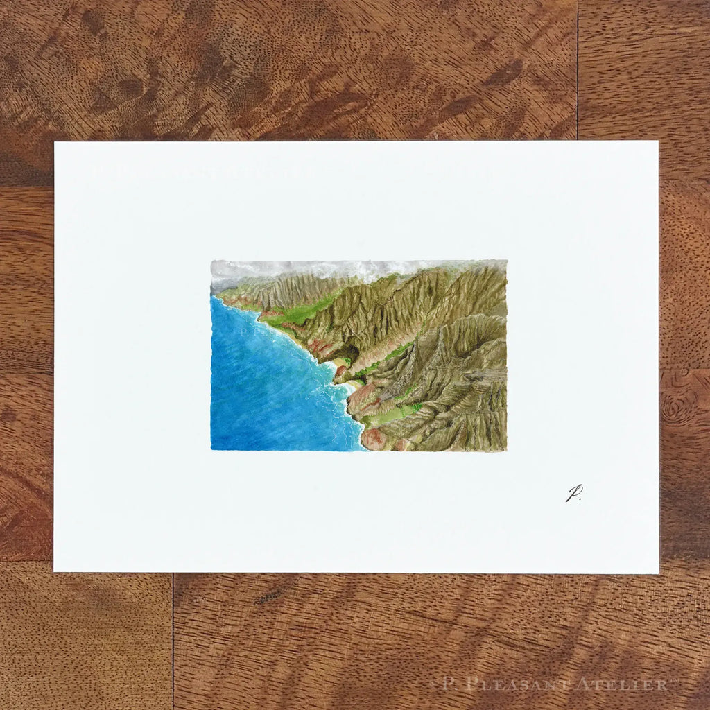 Nā Pali Coast, Kaua'i 5 x 7 inch fine art print by P. Pleasant Atelier with coastal Magic Art