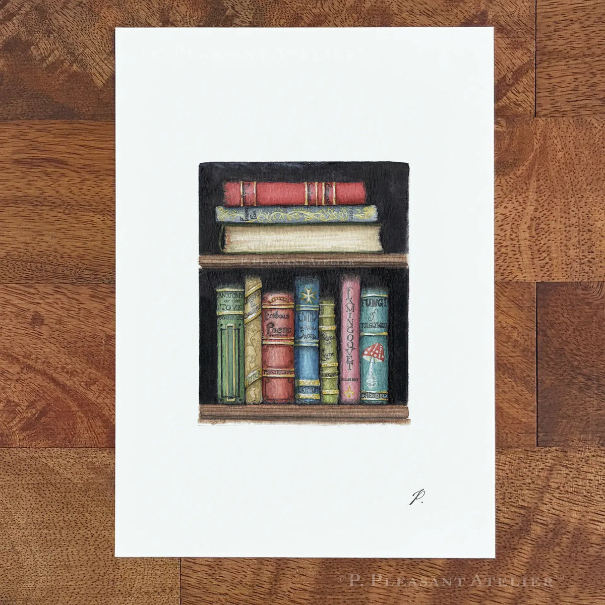 Callow, Callay bookshelf Art print by P. Pleasant Atelier with Fairy Magic theme, 5 x 7 inch