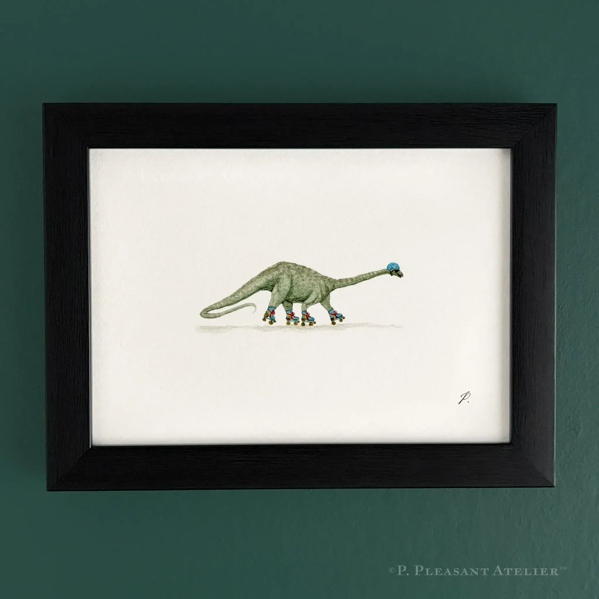 Viggo, the Rollerskatin' Brachiosaurus 5 x 7 inch fine art print by P. Pleasant Atelier with Magic Art