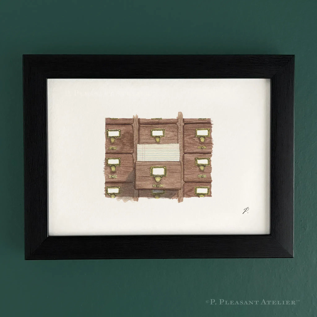 Card Catalogue 5 x 7 inch fine art print by P. Pleasant Atelier with Art Fairy Magic accents