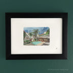Hotel Courtyard Oaxaca by P. Pleasant Atelier fine art print with Art Fairy Magic courtyard wall scene