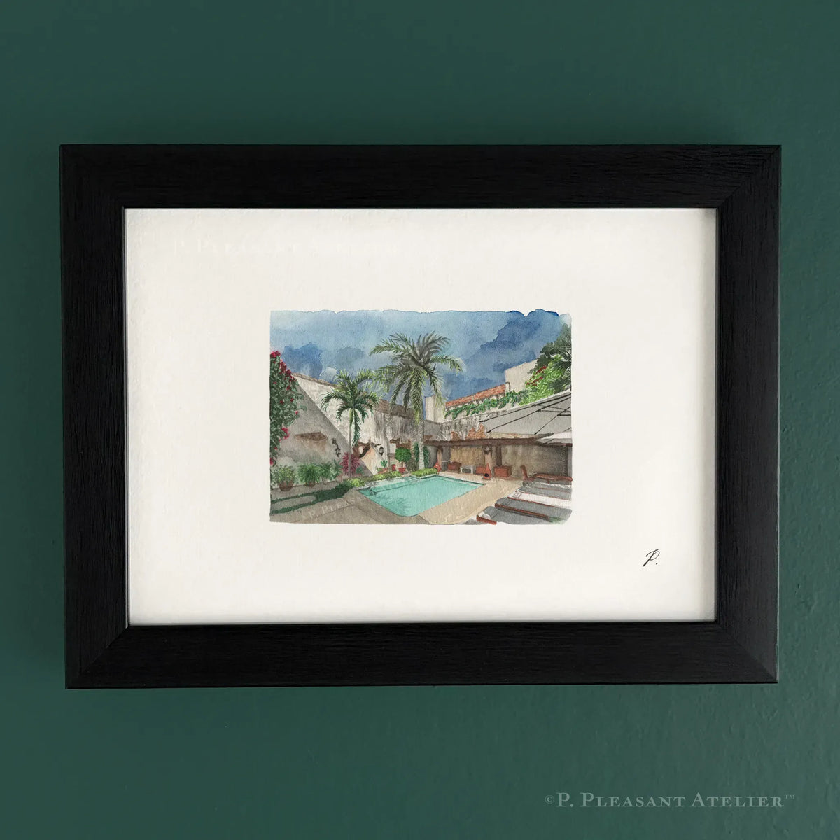 Hotel Courtyard Oaxaca by P. Pleasant Atelier fine art print with Art Fairy Magic courtyard wall scene