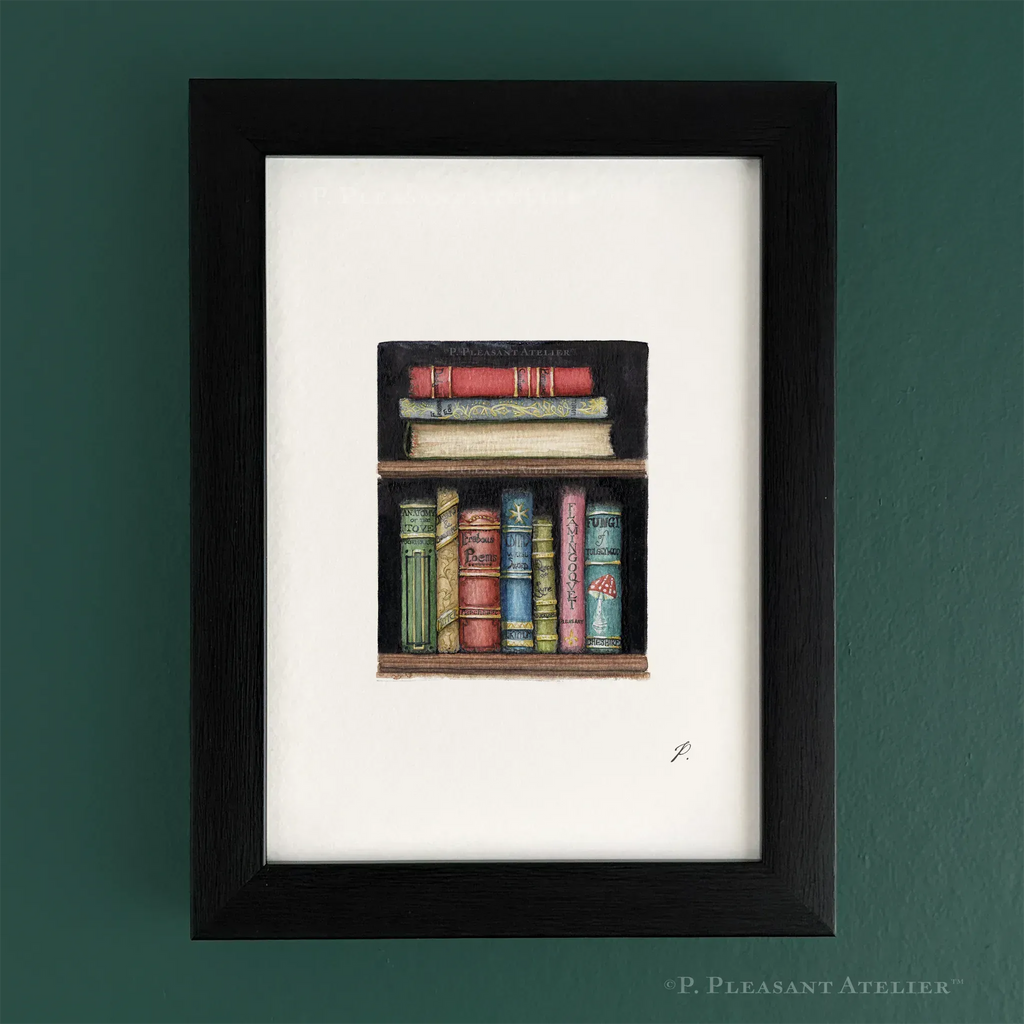 Callow, Callay Bookshelf 5 x 7 inch fine art print by P. Pleasant Atelier with Fairy Magic Art