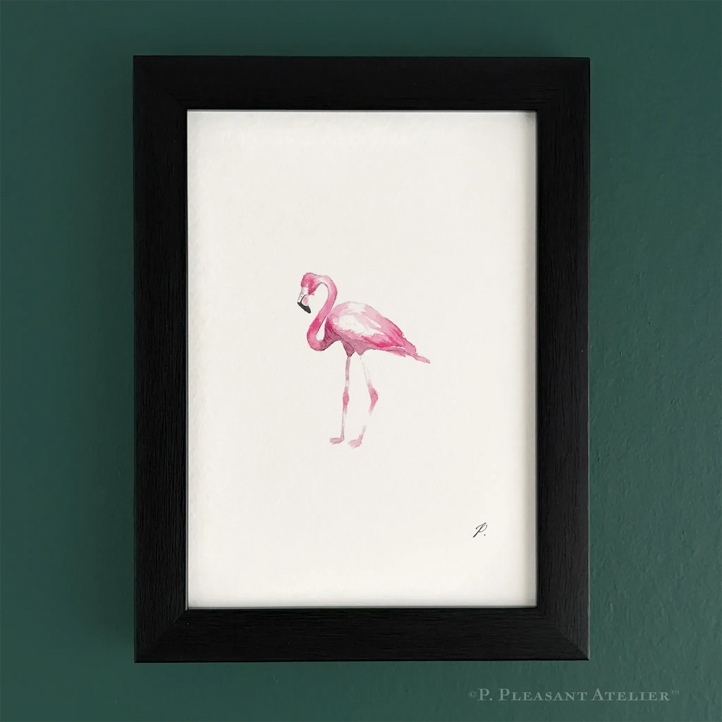 Flamingo 5 x 7 inch fine art print by P. Pleasant Atelier with Fairy Magic Art accents