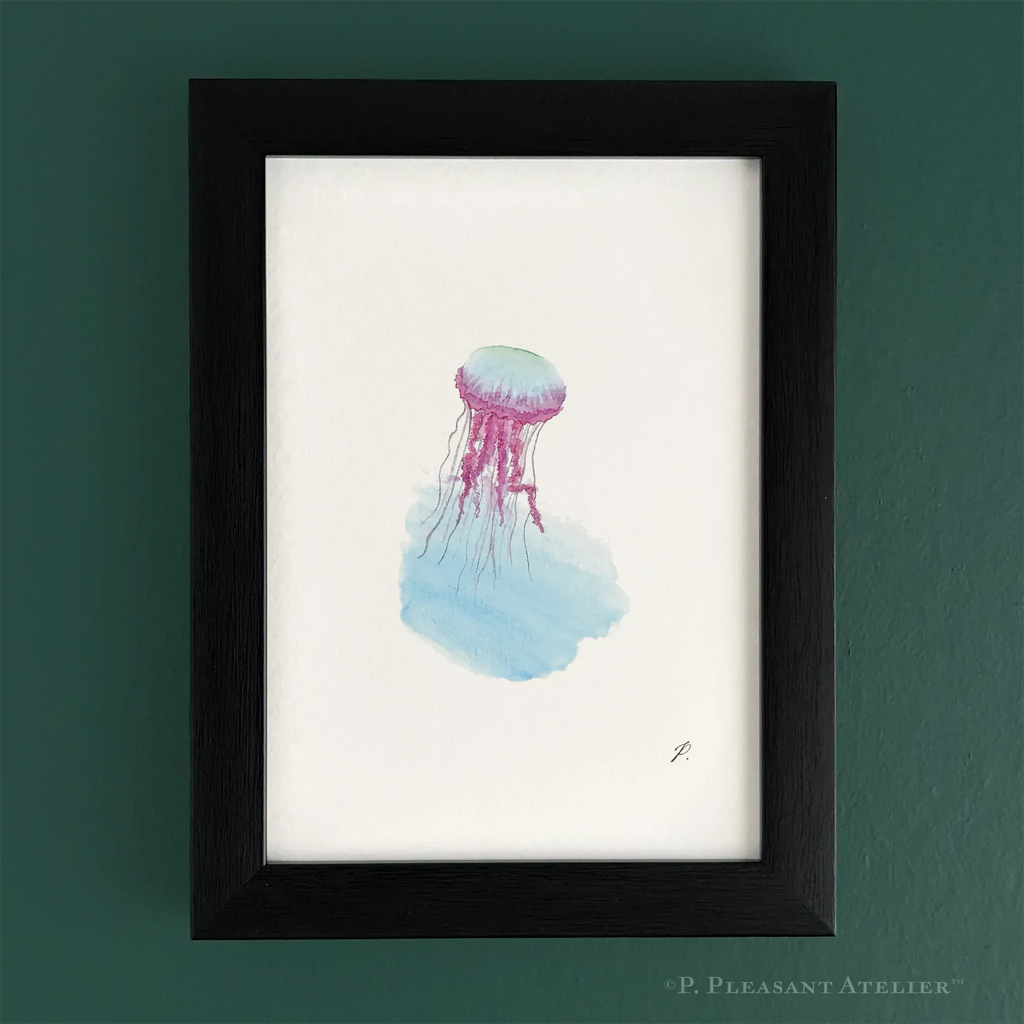 Jellyfish 5 x 7 inch fine art print by P. Pleasant Atelier with Fairy Magic Art in a framed scene